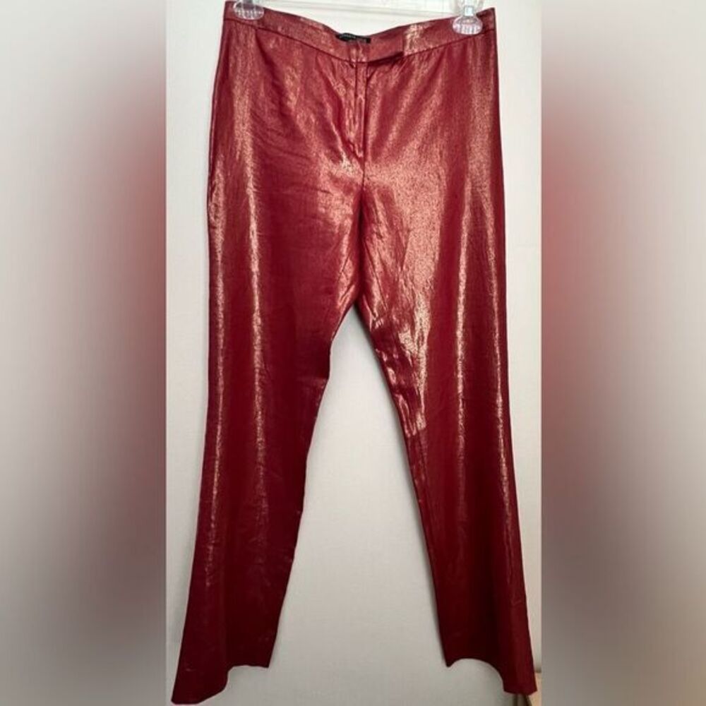 Kenneth Cole Red Linen Pants with Gold Overlay